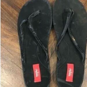 ISO black mossimo sequin glitter flip flops black
